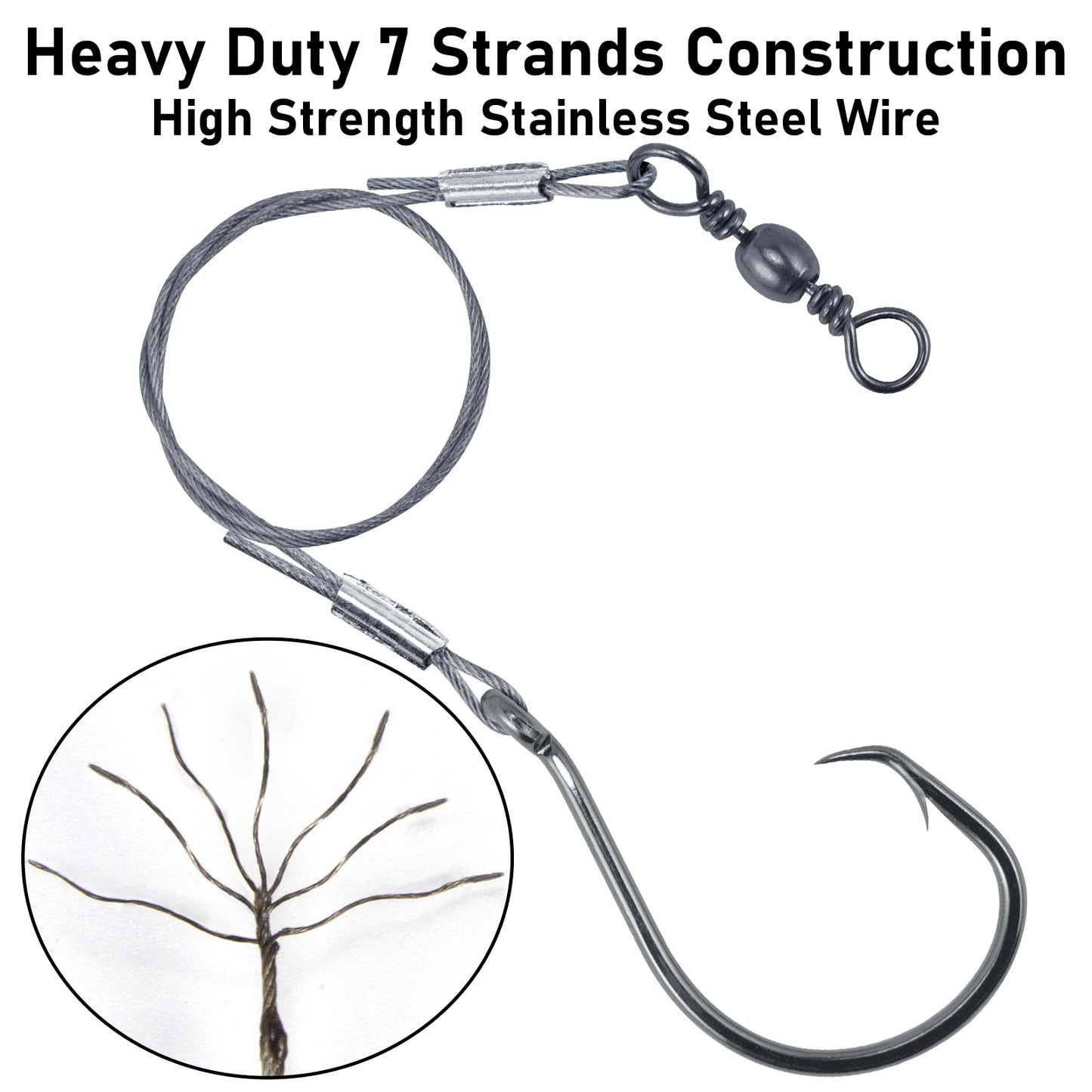 Circle Hooks Rigs with Stainless Steel Wire Leaders